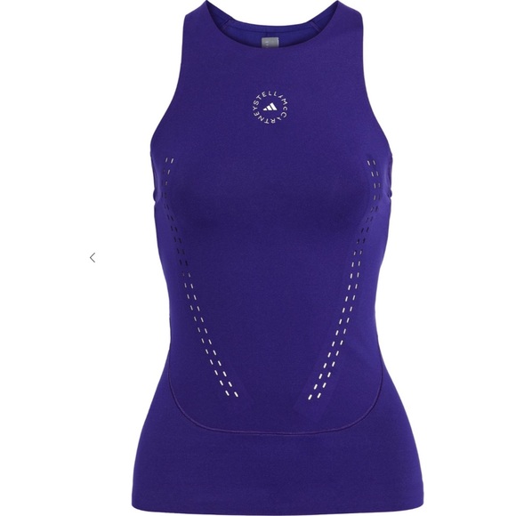 Stella McCartney Adidas Cutout perforated printed stretch TruePur Tank Purple - Picture 1 of 4